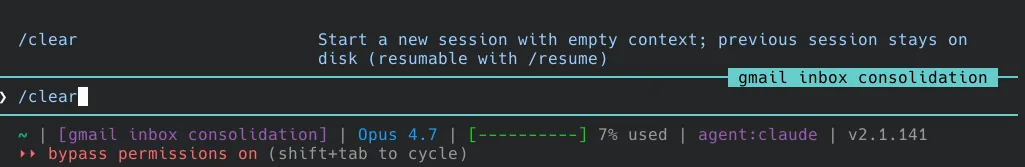 /clear slash command in the Claude Code picker